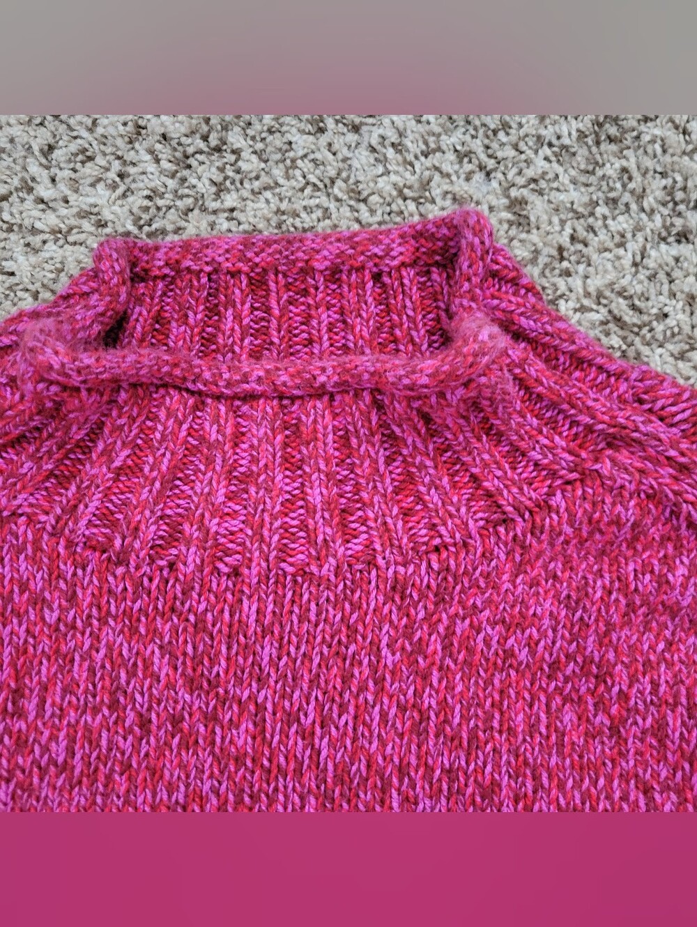 J. Crew 2025 Rollneck Sweater Marled Vintage Berry Pink Red Purple Cotton Small - Picture 5 of 8